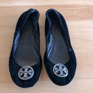 Tory Burch Velour Flats size 9 black